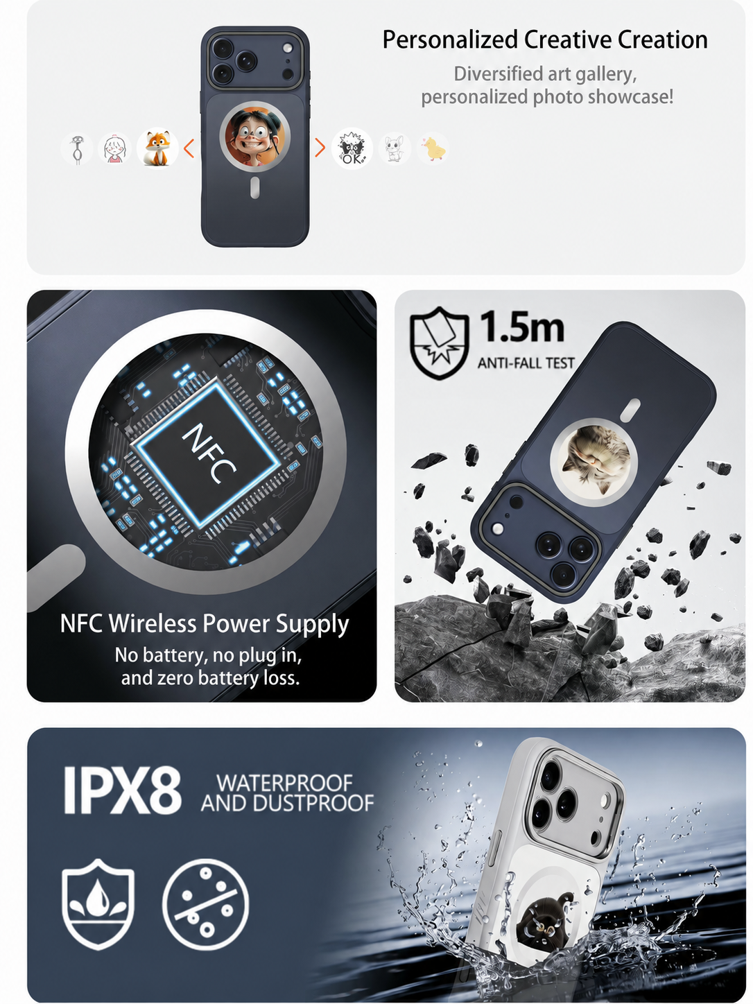 Smart E‑Ink case protection features